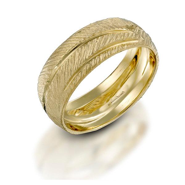 Wedding - Wedding Ring, Wedding Band, Leaf gold Ring, Texture gold Ring, 14k Yellow Gold Ring, Band Ring, Men Ring, Woman Ring, 14k White Gold Ring