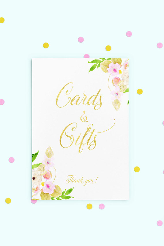 Свадьба - Сards and Gifts sign Cards and Gifts Wedding printable Wedding sign Wedding decor Gold cards and gifts sign Floral cards and gifts idw18