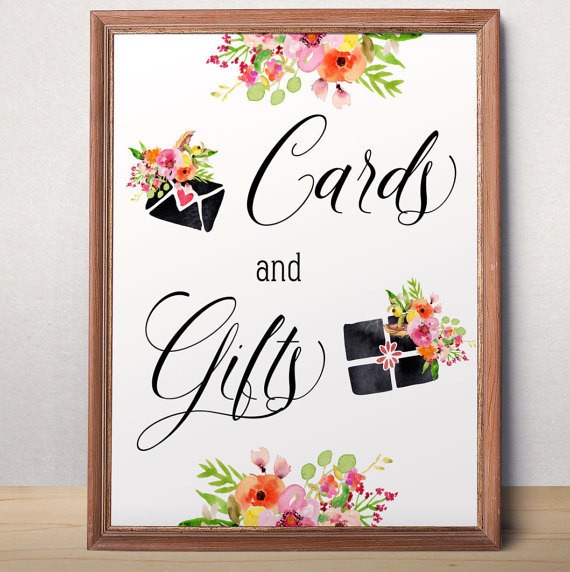 Mariage - Wedding cards and gifts sign Cards and Gifts printable Wedding sign Wedding decor Floral cards and gifts sign Reception cards and gifts