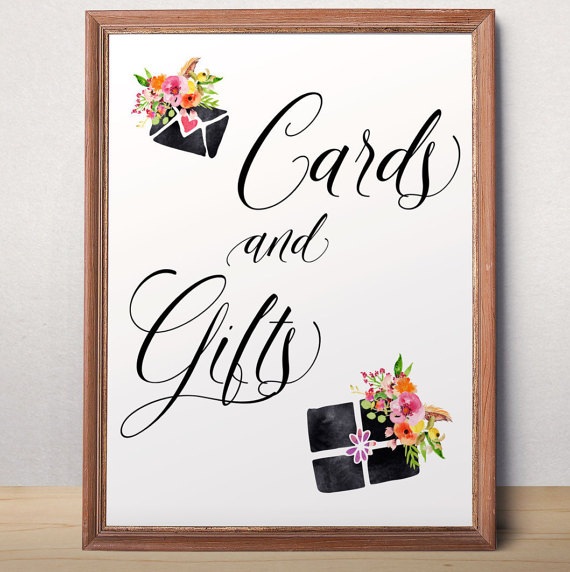 Mariage - Printable wedding cards and gifts sign Wedding sign Cards and Gifts printable Wedding decor Floral cards and gifts sign printable Download