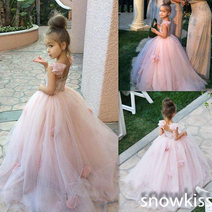 Hochzeit - 2016 Pink Lovely Flower Girl Dresses Prom Party Girl's Formal Occasion Ball Gown