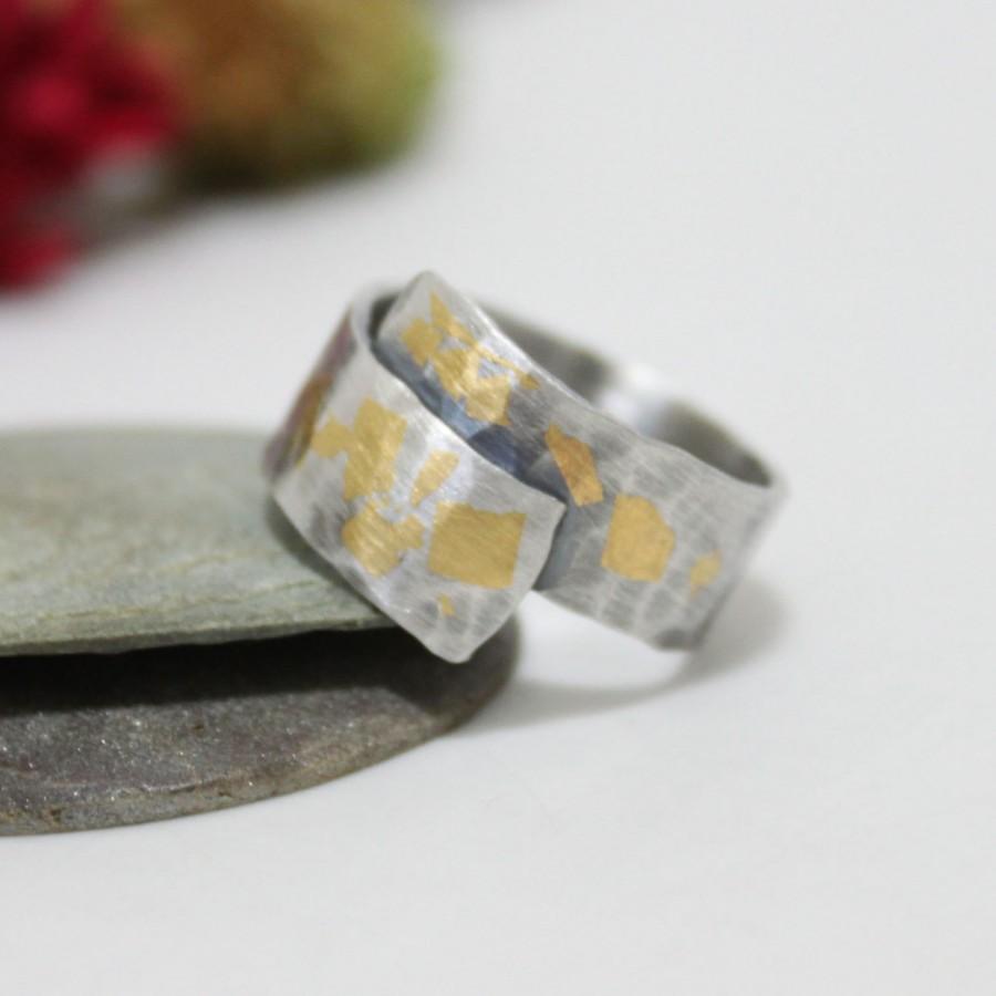 Mariage - Statement Ring, Engagement Ring, Wedding Ring, Overlapped Silver Keum-boo Ring, Silver Band Ring, Hammered Rustic Silver Ring