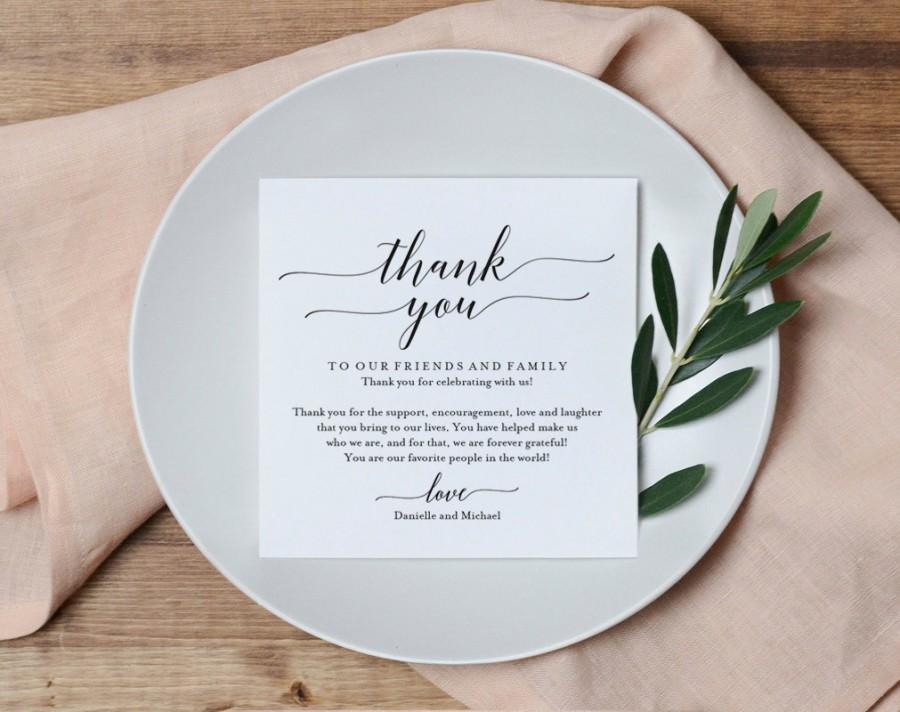 Mariage - Wedding Thank You Card, Thank You Printable, Wedding Table Thank You, Elegant Wedding, Script, Template, PDF Instant Download 