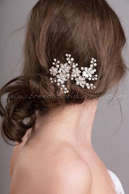 زفاف - Wedding Hair Accessory, Bridal Pearl Hair Pins, Rhinestone Wedding Headpiece - Freda