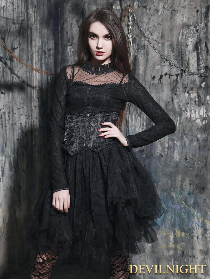 Hochzeit - Black Gothic Irregular Corset Two-Piece Dress