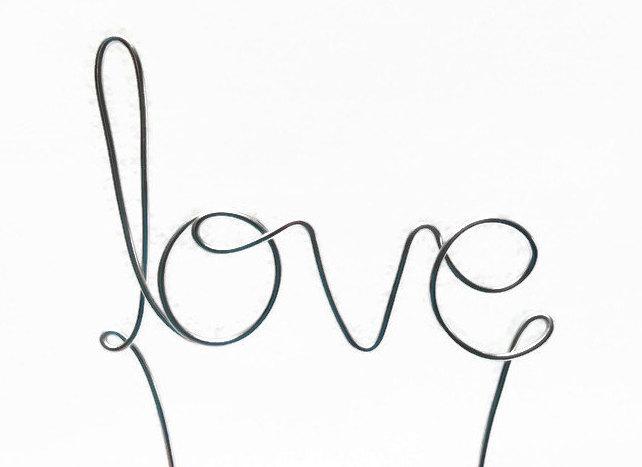 Wedding - Love Wire Wedding Cake Topper- Silver, Gold, Brown, Black, Red, Copper