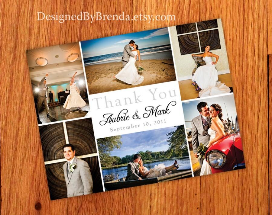 زفاف - Wedding Thank You Postcards with image on back - Simple, Modern & Chic - Free Shipping Worldwide - Multiple Pictures in Geometric Pattern