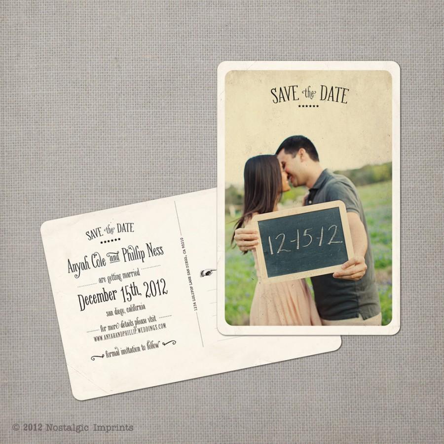 زفاف - Save the Date Postcards / 4x6 /  Save the Date  / Vintage - the "Anyah"
