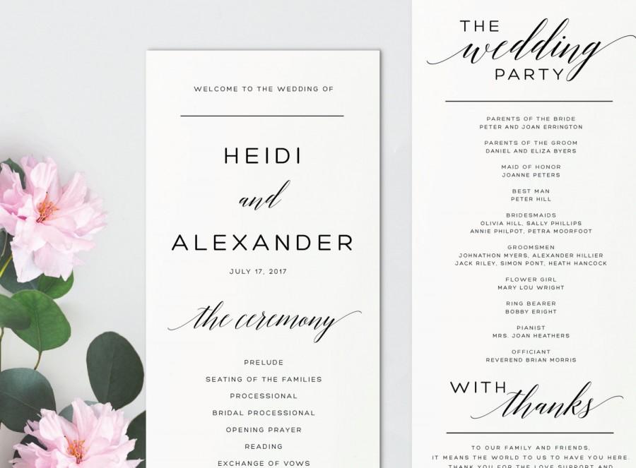 Wedding - Instant Download Printable Wedding Program-Editable PDF-DIY Template-Digital Calligraphy Template-Printable Wedding Program-#SN013_P