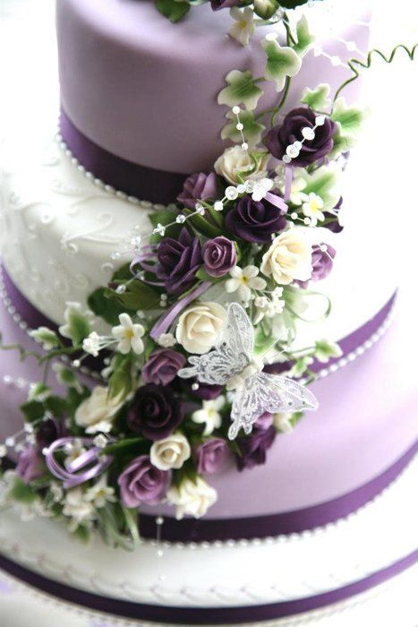 Wedding - Pretty Purple Wedding Cake