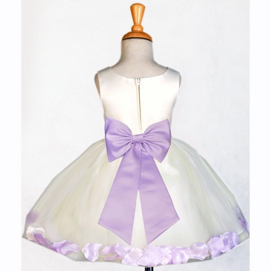 زفاف - Ivory Flower Girl dress tie bow sash pageant petals wedding bridal children bridesmaid toddler elegant sizes 6-18m 2 4 6 8 10 12 14 