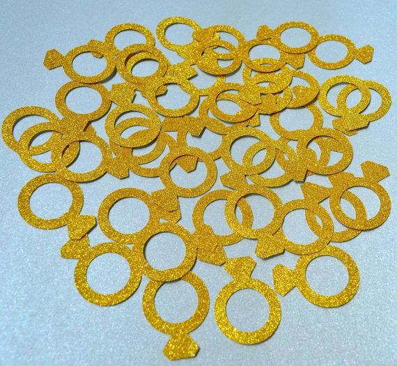 Свадьба - Rings Gold Confetti Engagement Ring Confetti Bachelorette Party Decorations Engagement Party Decor Proposal Confetti Ring Confetti