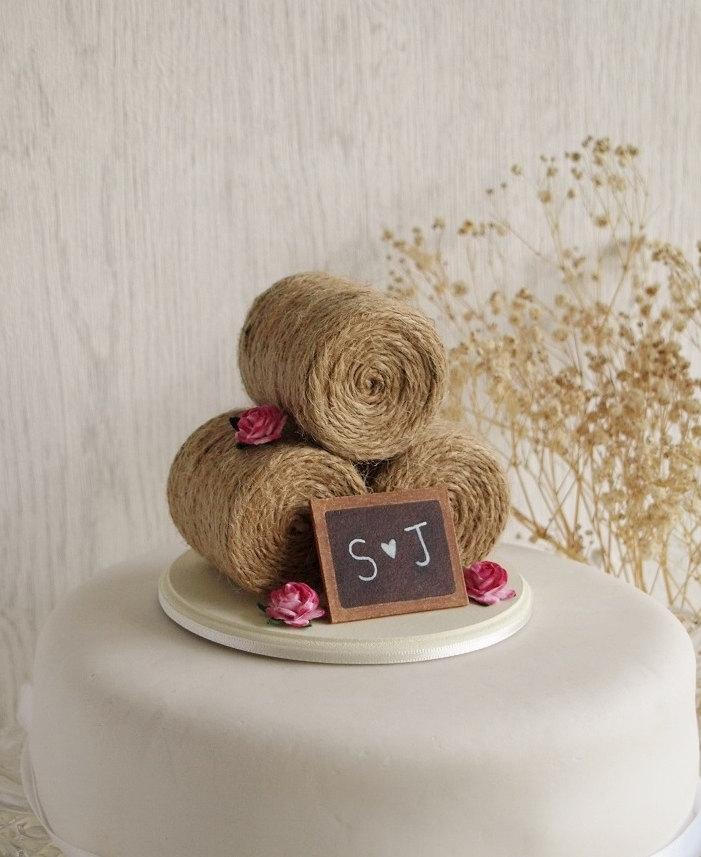 زفاف - Rustic Country Wedding Cake Topper - Barn Wedding Cake Topper -  Hay Bale Cake Topper with Roses - Farm Wedding Cake Topper - Chalkboard