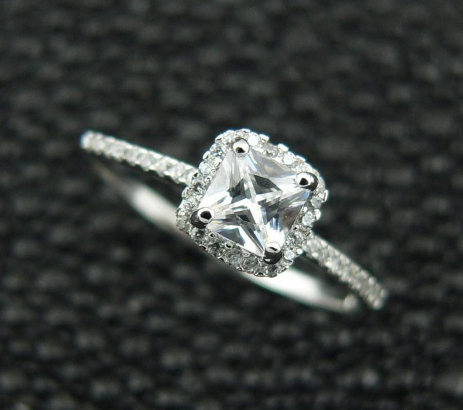 Hochzeit - Hand,made, Ladies,sterling,silver,cz, big,stone,ring,white ,rhodium, Plated,spring, design, jewelry, gift, box,