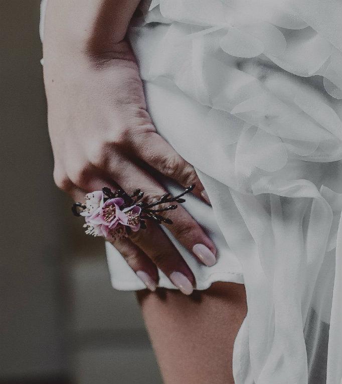 Wedding - Cherry blossom bridal ring - Flower ring - Wedding flower jewelry - Organic form ring