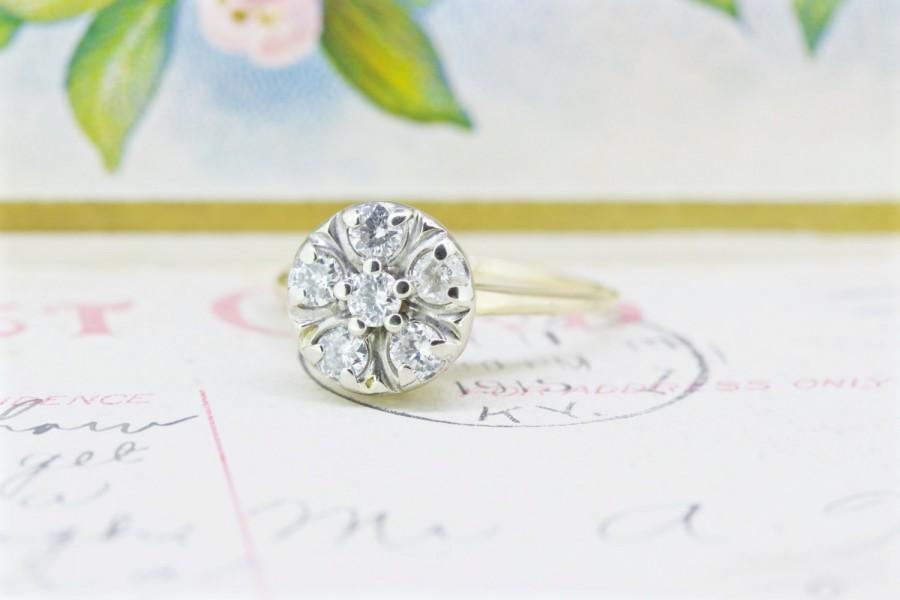 زفاف - 1960s Diamond Halo Engagement Ring 