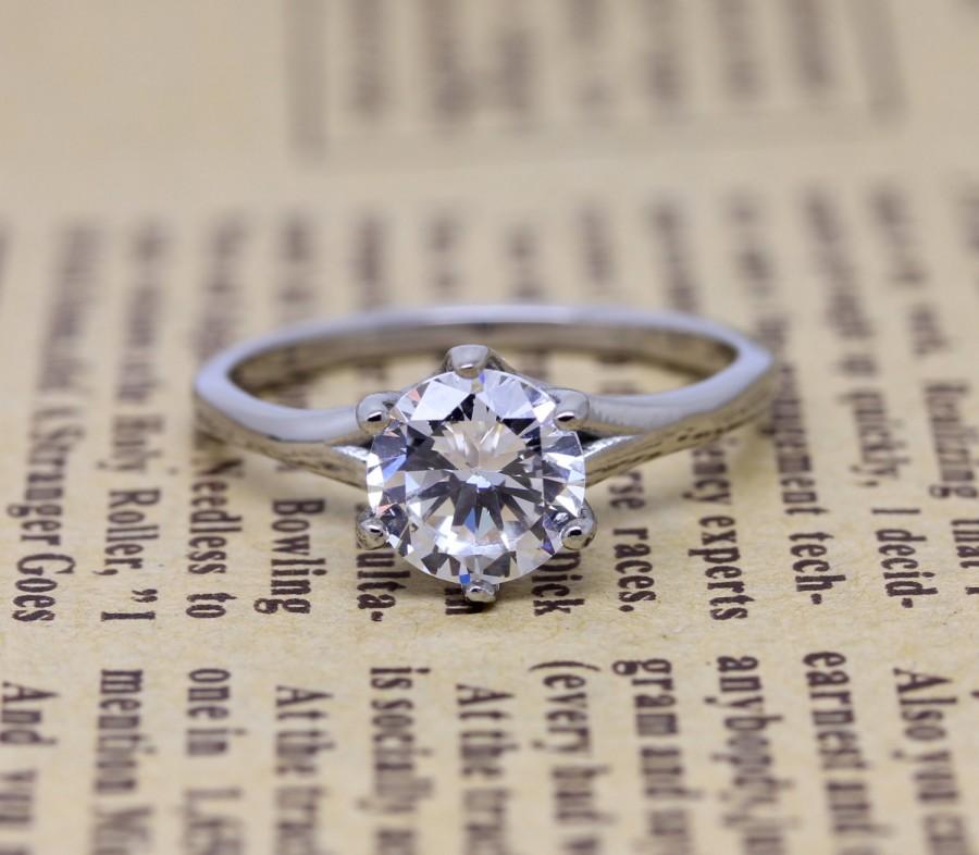 زفاف - 1.5ct Lab diamond Solitaire ring available in white gold or Titanium - engagement ring - wedding ring