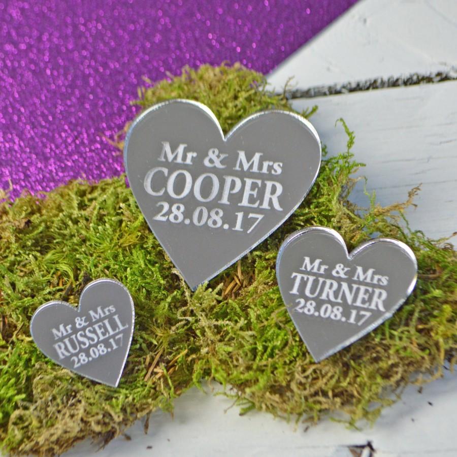 Wedding - Personalised Wedding Favours 3cm Heart  Wedding Table Centerpiece Decorations, Great Napkin - place name idea Unique Favours Mirror Weddings