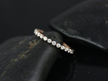 Mariage - Naomi/Petite Bubble & Breathe 14kt Rose Gold Diamond ALMOST Eternity Band (Other Metals Available)