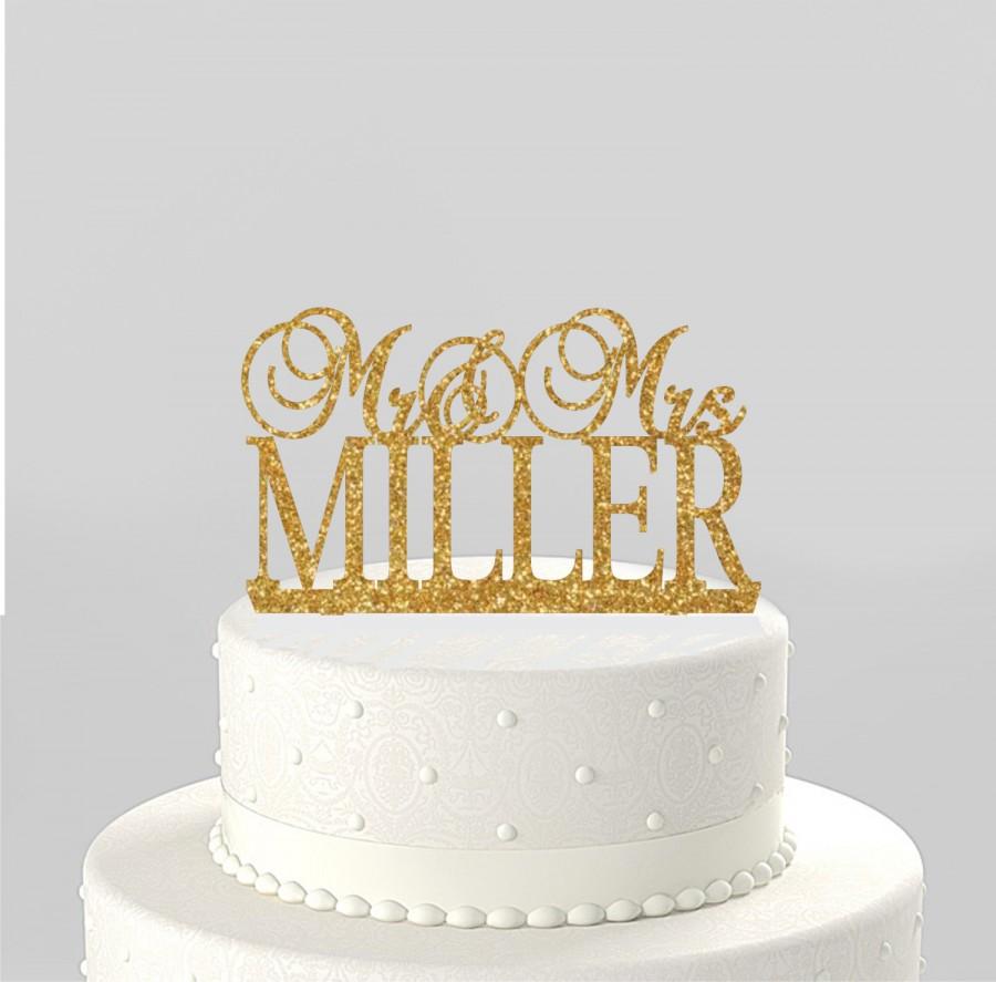 زفاف - Wedding Cake Topper Mr & Mrs Personalized with Last Name, Acrylic Cake Topper [CT32]]