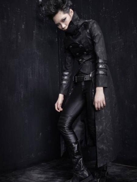 Mariage - Black Long to Short Gothic Military Trench Coat for Women