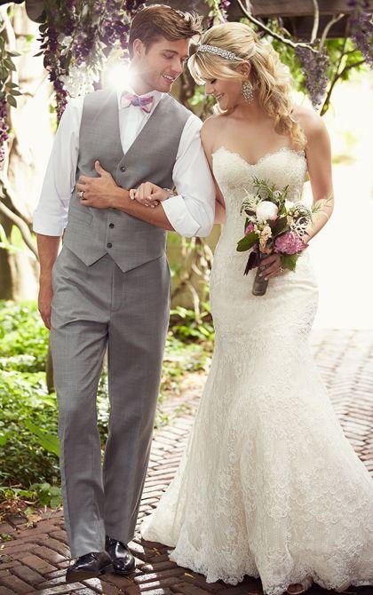 زفاف - Modified A-Line Lace Wedding Dress With Sweetheart Neckline From Essense Of Australia - Style D1758 