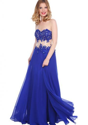 Mariage - Sweetheart Beading Blue Appliques Floor Length Sleeveless Ruched Chiffon