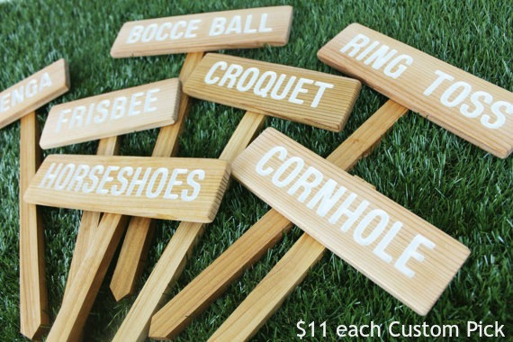 Wedding - YARD GAME Signs, Party Signs, Wedding Game Signs, Family Reunion, BBQ, Bocce Ball, Croquet, Cornhole, Horseshoes, Lawn Games, Jenga, Frisbee