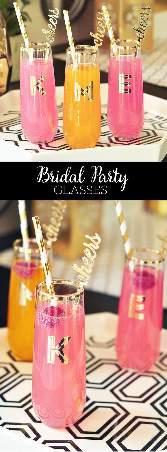 Hochzeit - Bachelorette Party Glasses Personalized Glasses Monogram Glasses Gold Bachelorette Party Cups Bachelorette Party Gifts & Ideas (EB3143)