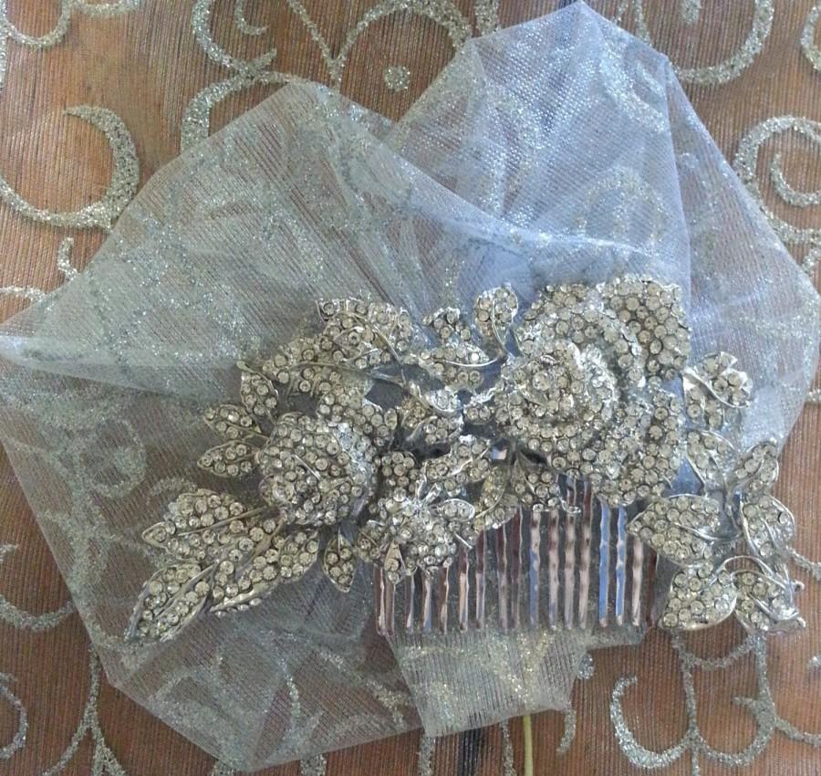 زفاف - Special Occasion, Elegant Silver Swarovski Crystal Rosette Hair Comb, Headpiece, Eco Friendly Bridal, Wedding, Hair Accessories