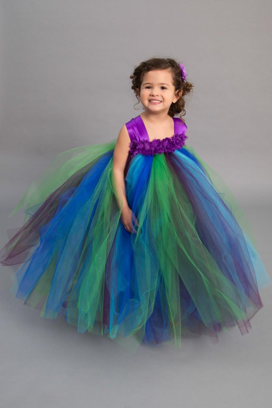 Hochzeit - Flower girl dress - Tulle flower girl dress - Peacock Dress - Tulle dress-Infant/Toddler - Pageant dress - Princess dress - flower dress