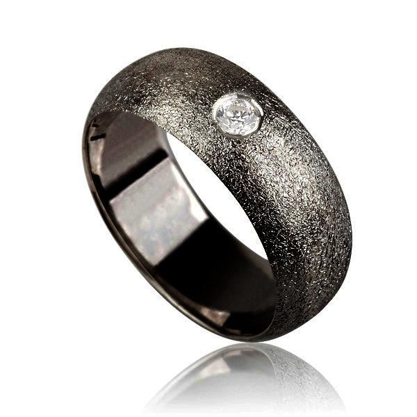 زفاف - Oxidized Dotted Engagement Ring , Unique Engagement Ring , Oxidized Silver and Zircon Engagement Ring , Black Silver Zircon Engagement Ring