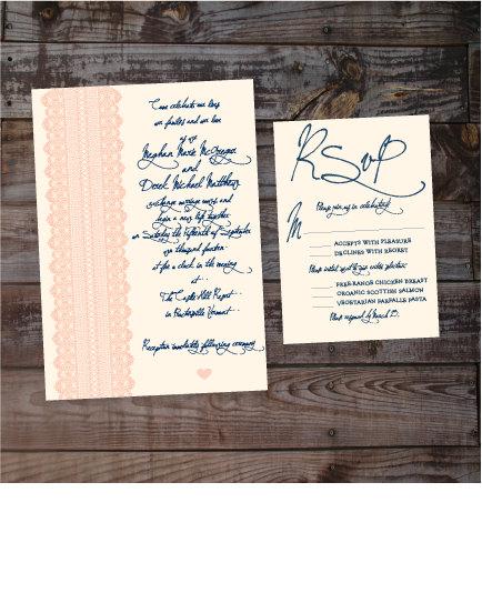Mariage - Lace wedding invitation, vintage wedding invites, formal wedding invitation, elegant wedding invitation, printed wedding invitations, blush