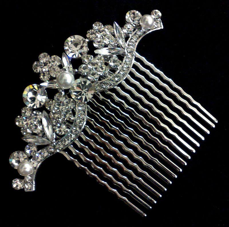 Hochzeit - Bridal Hair Comb, Art Nouveau Wedding, Swarovski Crystal Headpiece, Pearl Hair Jewelry, GRAND