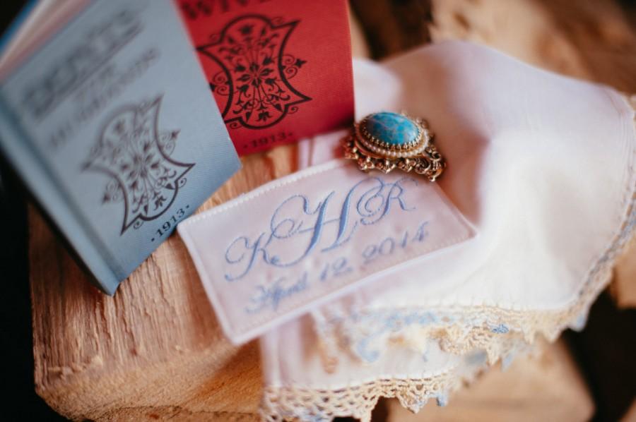 Wedding - Monogram Wedding Gown Label Simple Something blue