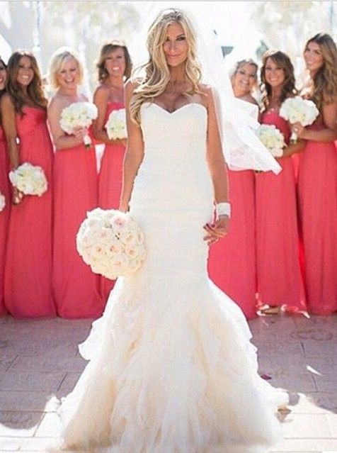زفاف - Fashion Sweetheart Ruffles Floor-length Mermaid Wedding Dresses WD-71129