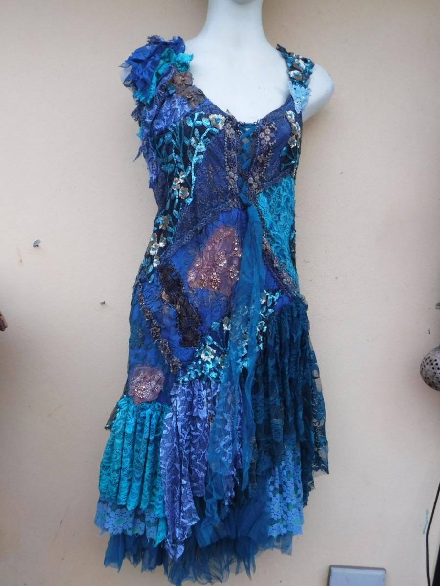 Hochzeit - 20%OFF RESERVED vintage inspired shabby bohemian gypsy dress ..medium to 42" bust...