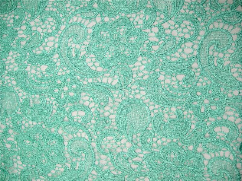 Wedding - Mint Lace Fabric, Embroidered Flowers, Hollowed Wedding Lace Fabric for Bridal Dress, Bodices, Skirt, Shorts, Craft Making, 1 Yard