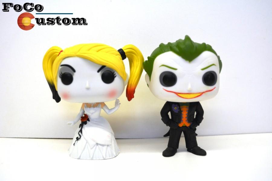 Mariage - Custom Funko Pop! Joker and Harley Quinn Wedding Cake Toppers Mad Love (Arkham Asylum, Batman, Dark Knight, Killing Joke, Suicide Squad)