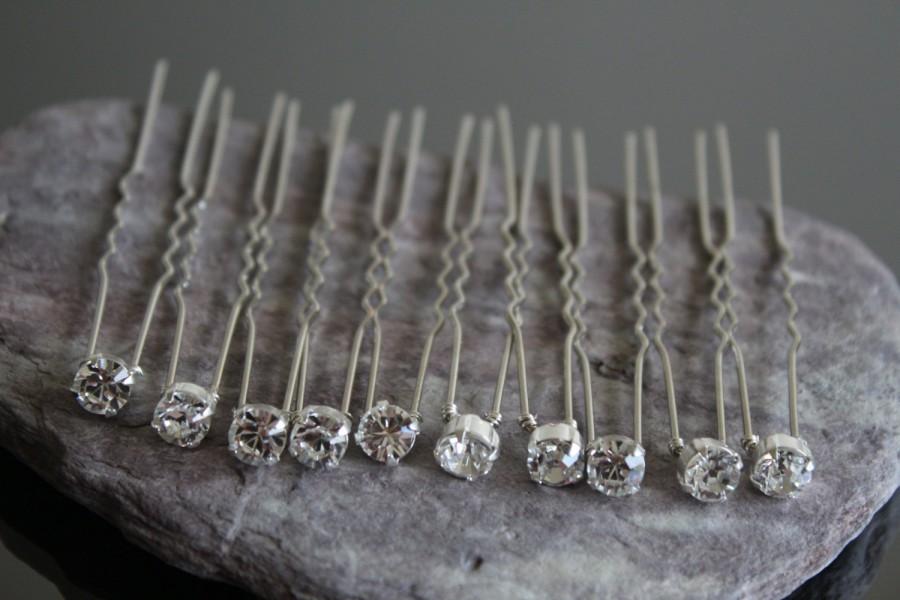Hochzeit - Set of 10 Swarovski Crystal Hair Pins