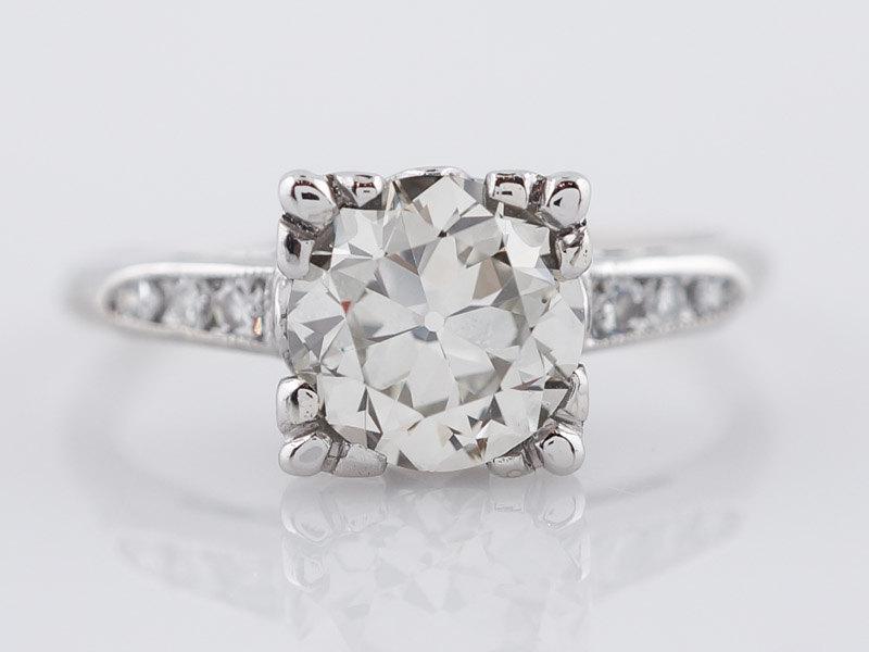 زفاف - Antique Engagement Ring Art Deco 1.26ct Old European Cut Diamond in Platinum