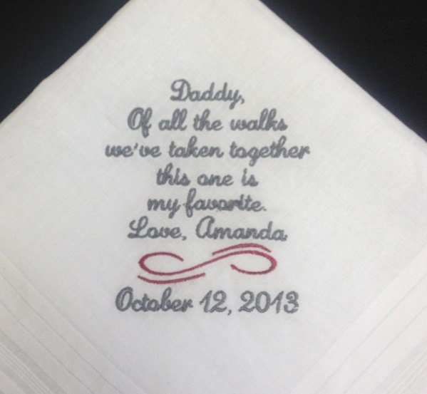 Wedding - FATHER Of The BRIDE Handkerchief Hanky Hankie - Of All The Walks This One Is My Favorite - Wedding Gift for Father of the Bride - FoB - Dad