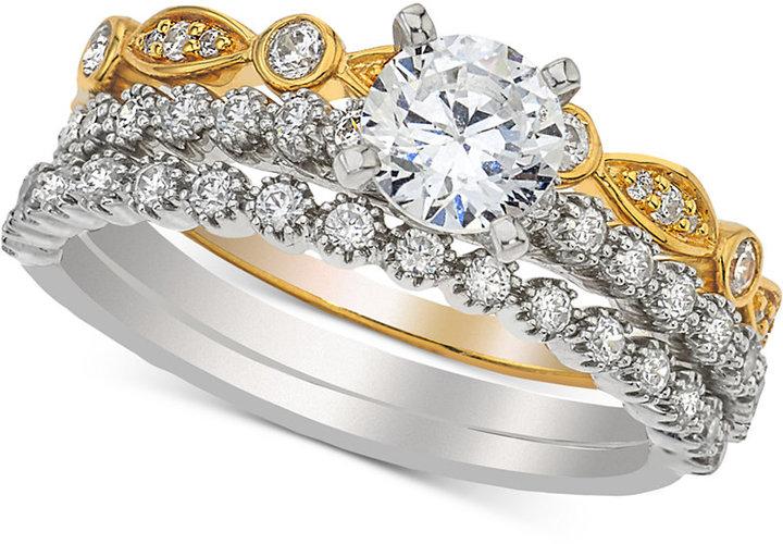 Wedding - Diamond Three- Piece Bridal Set (1 ct. t.w.) in 14k White and Yellow Gold
