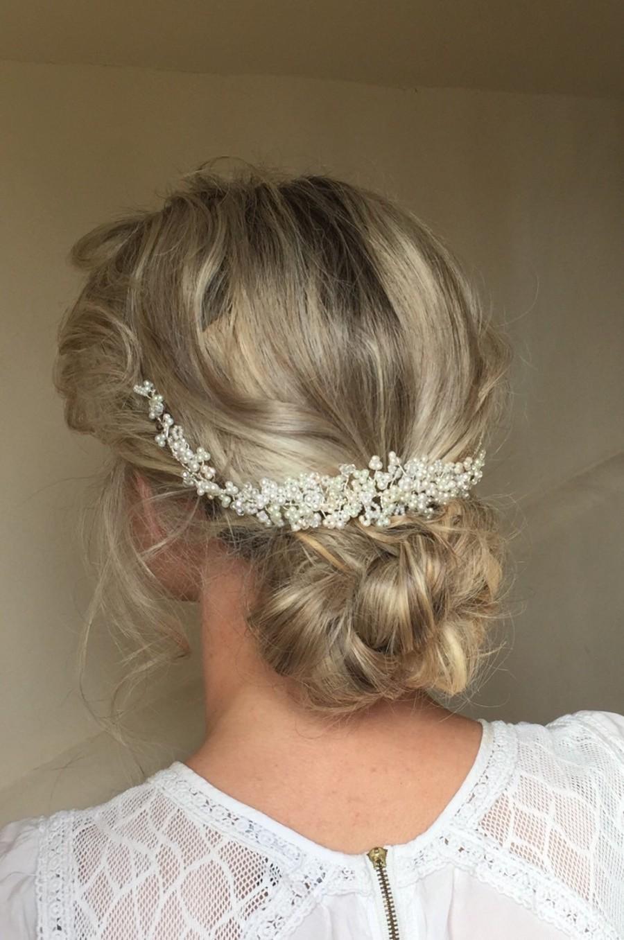 زفاف - Wedding Pearl and Crystal hair vine, Bridal Hair accessory, Headband, Hairpiece, tiara, hair adornment, Headpiece
