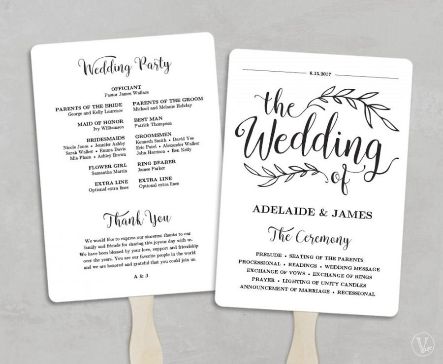 زفاف - Printable Wedding Program Template, Fan Wedding Program, Kraft Paper Program, 3 Colors Included, Editable text, 5x7, Wedding Calligraphy