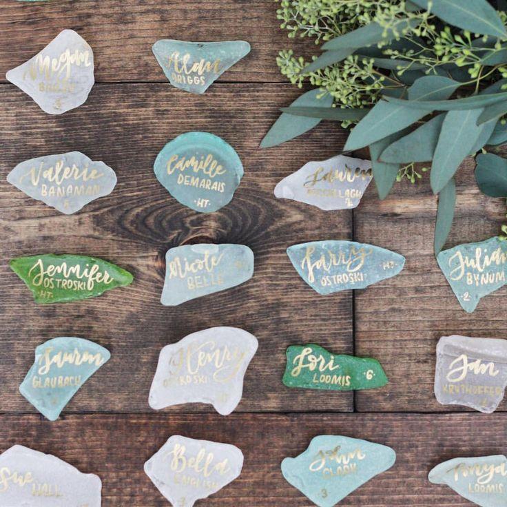Hochzeit - Vita Popov On Instagram: “Swooning Over These Sea Glass Place "cards"        decor…”
