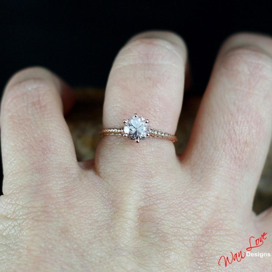 Mariage - Light Pink Sapphire Solitaire Antique style Filigree Engagement Ring Round 1ct 6mm 14k 18k White Yellow Rose Gold-Platinum-Custom-Wedding