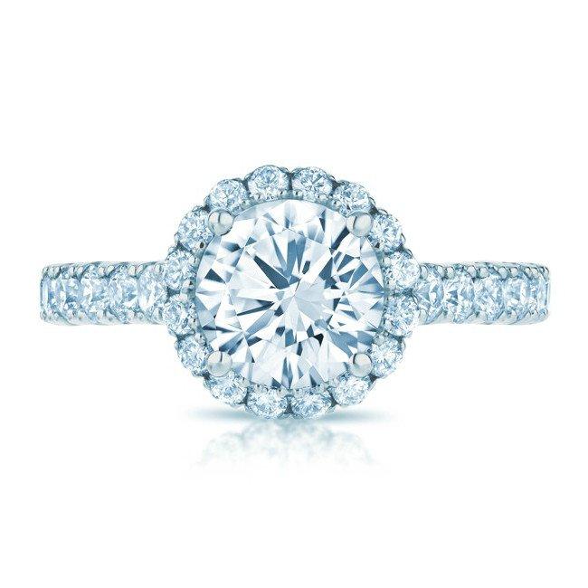 زفاف - 1.50 carat 7.5mm Forever One Moissanite & Diamond Halo Ring - Scalloped Halo - Diamond Wedding Rings for Women - Moissanite Jewelry -Raven Fine Jewelers