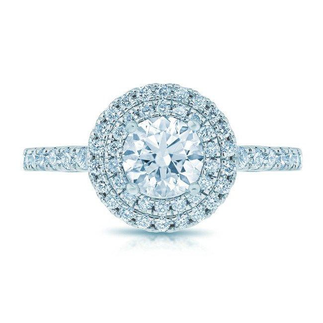 Wedding - Forever One Moissanite & Double Diamond Halo Engagement Ring - Double Halo Engagement Rings for Women - Moissanite Jewelry - UK, USA, Canada, California, New York, Australia