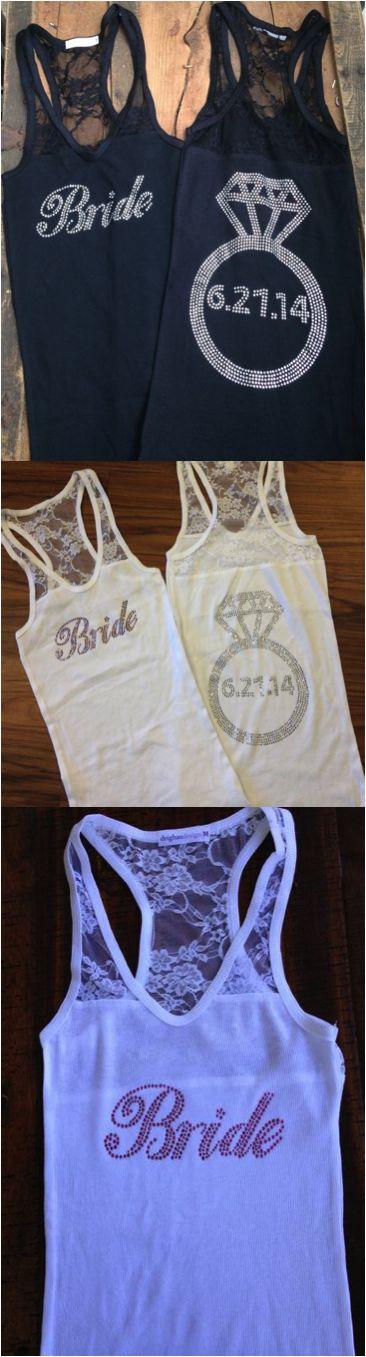 Свадьба - Personalized Bride Lace Tank Top With Wedding Date
